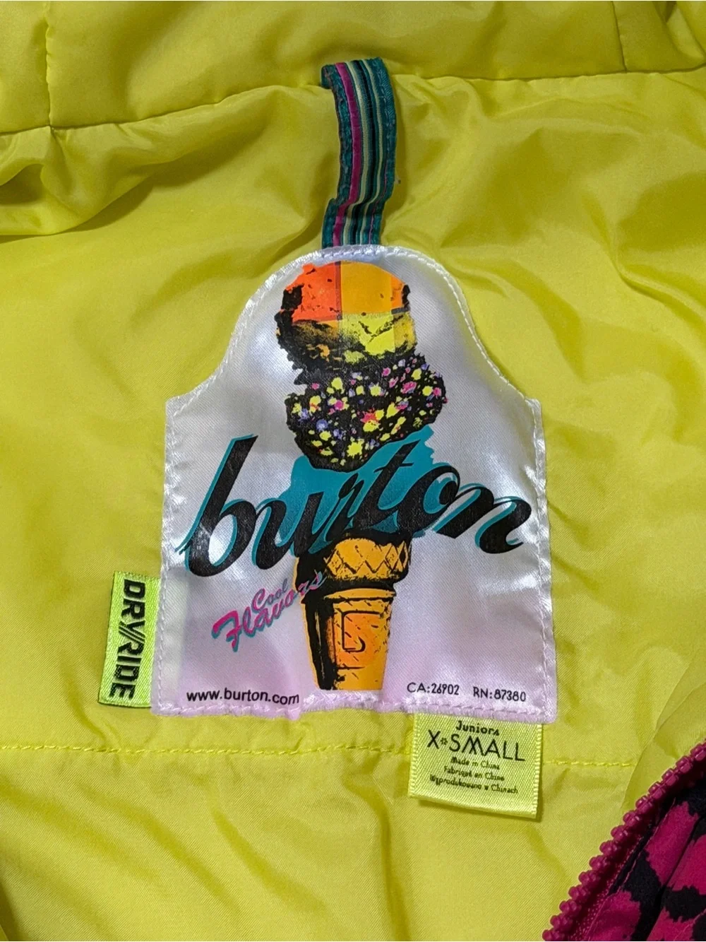 Burton Girls Pink Jacket with Yellow Floral Print